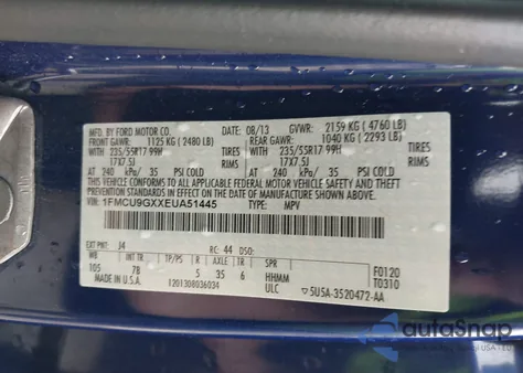 2014 Ford Escape Se из США, поврежденный, VIN 1FMCU9GXXEUA51445